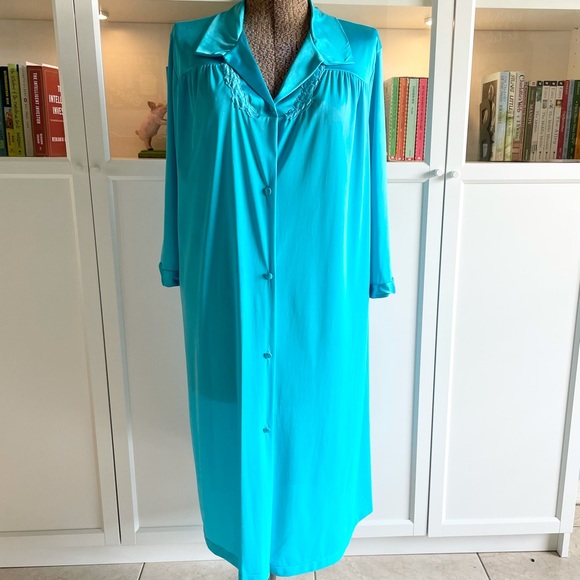 Vintage Vanity Fair Bright Blue Robe Housedress - Picture 1 of 15